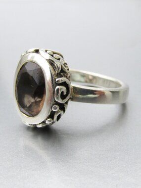 Retired SILPADA Sterling Silver Smoky Topaz Scroll Ring R1384 Sz. 6